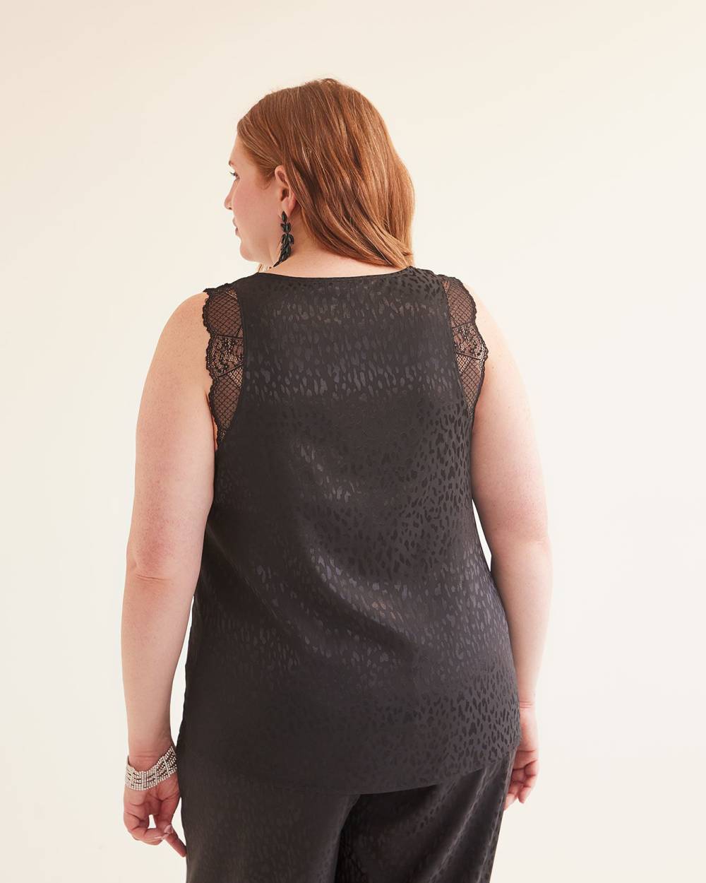 Black Sleeveless Blouse with Lace Shoulders Penningtons