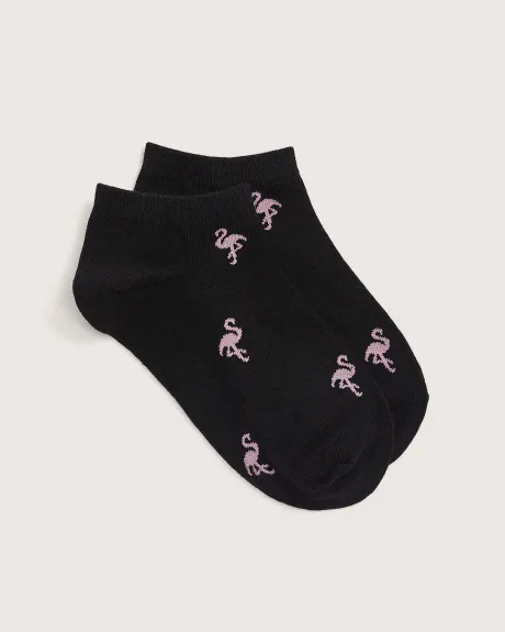 Ankle Socks with Flamingo Print