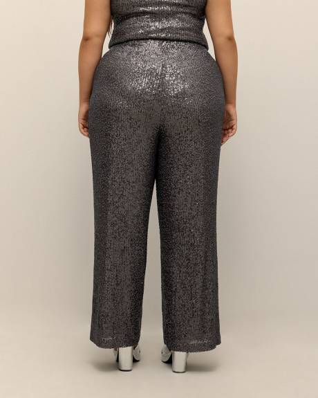 Straight-Leg Sequins Knit Pant - Addition Elle