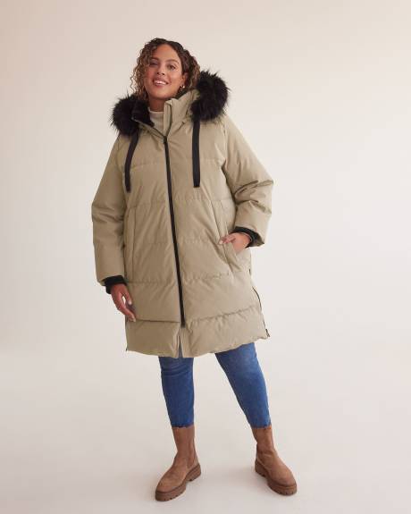 Responsible, Knee-Length Parka with Removable Faux-Fur Hood