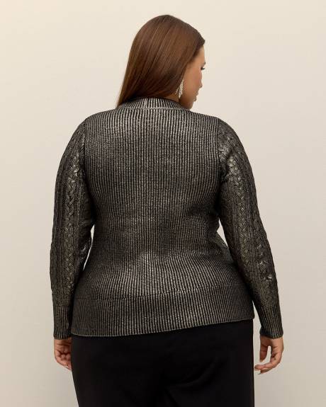 Pull en tricot à mailles torsadées métalliques - Addition Elle