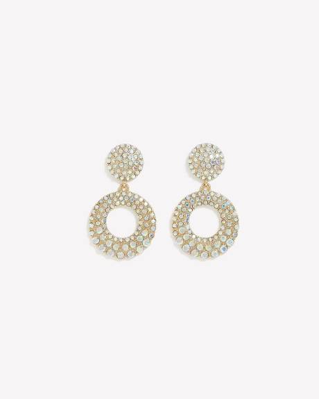 Fancy Stone Pendant Hoop Earrings