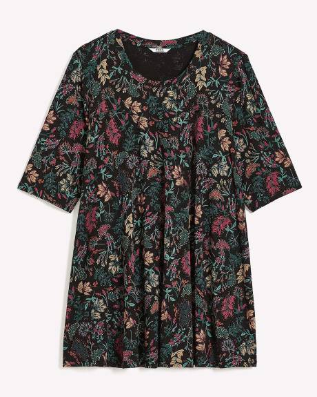 Elbow-Sleeve Sweetheart Swing Top