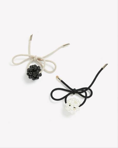 Hair Elastics with Pearls, Set of 2