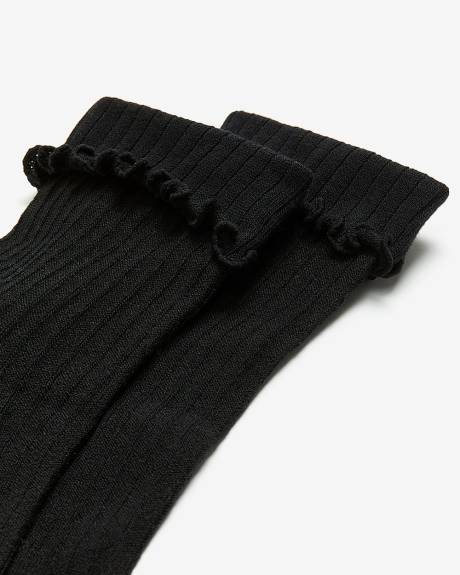 Chaussettes courtes en pointelle côtelée avec bord ondulé