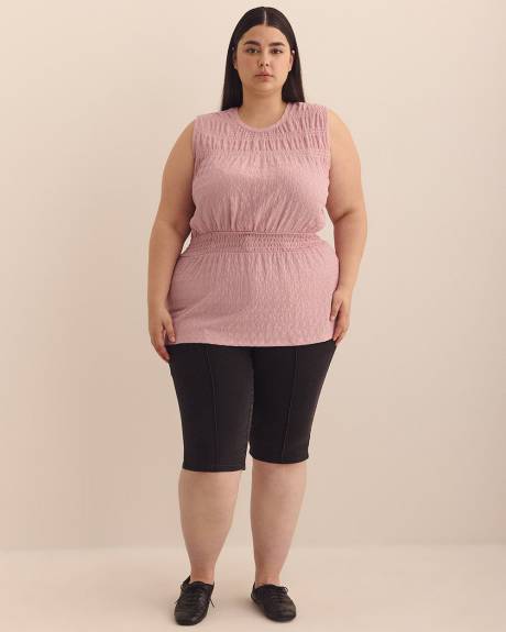 Smocked Sleeveless Knit Top
