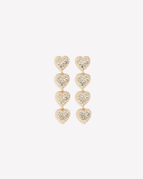 Long Earrings with Hammered Hearts