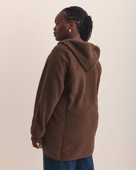 Long Hooded Sherpa Jacket - Active Zone