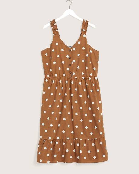 Robe midi étagée sans manches, mélange de lin