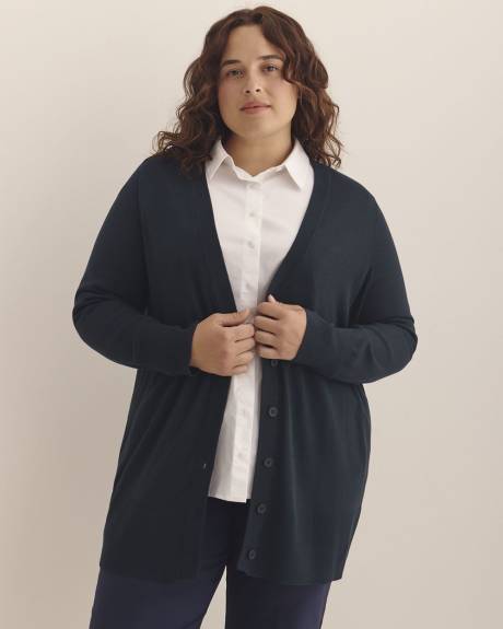 Responsible, Cotton-Blend Tunic Cardigan