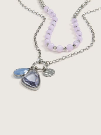 2-Layer Short Necklace with Pendants