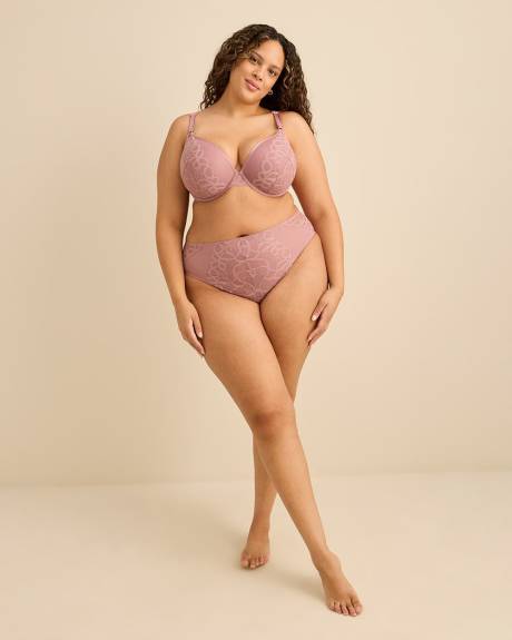 Dark Rose High-Cut Lace Brief with Mesh Inserts - D&eacute;esse Collection