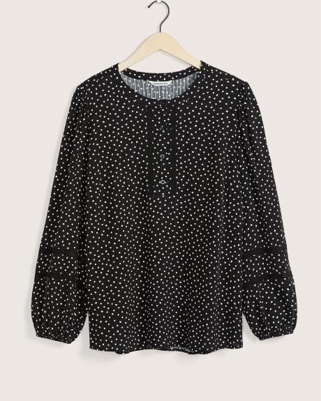 Printed Blouse with Long Balloon Sleeves