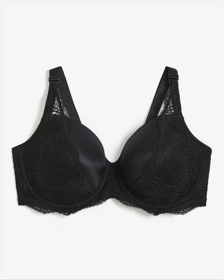 Black Underwire Balconette Bra With Lace - Déesse Collection