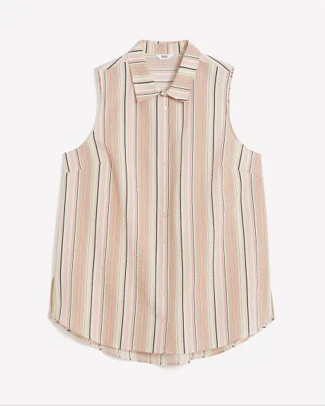 Striped Sleeveless Buttoned-Down Tunic