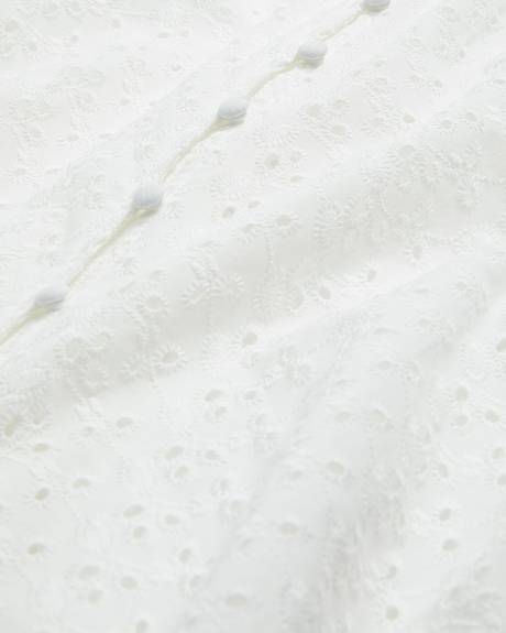 Robe boutonnée sans manches en dentelle brodée