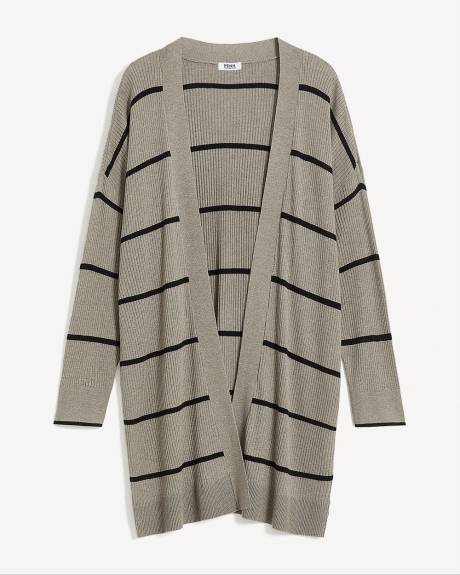 Cardigan côtelé à devant ouvert
