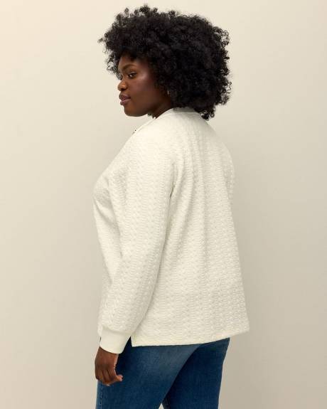 Crewneck Sweatshirt with Buttons at Shoulders