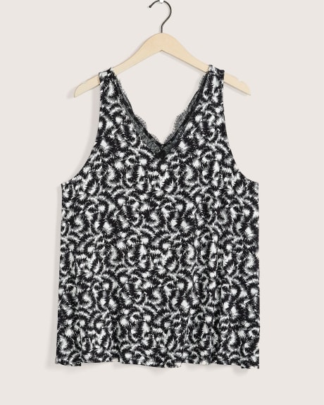 Printed Double V-Neck Tank Top