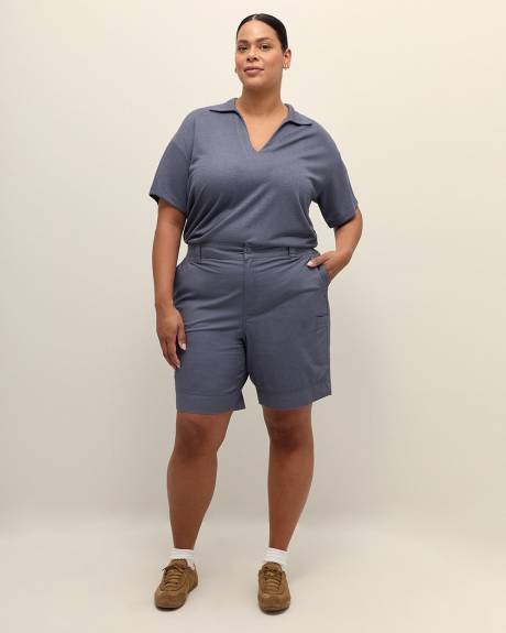 Cotton Bermuda with Ribbed Waistband