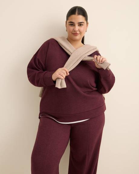 Dropped Shoulder Long-Sleeve V-Neck Top