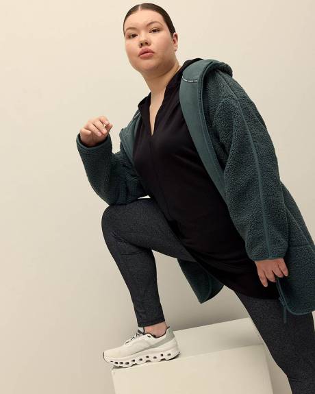 Hooded Tunic Sweatshirt with Rib Accents - Active Zone