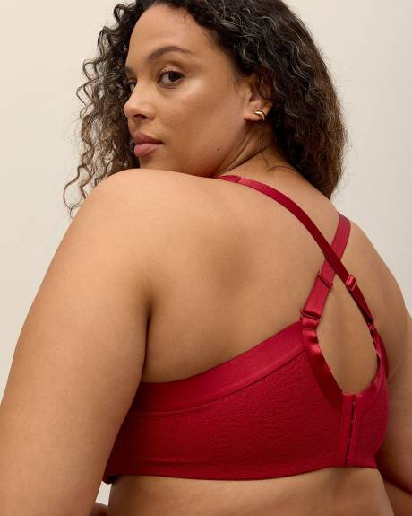 Red Microfibre Underwire T-Shirt Bra with Lace - ti Voglio