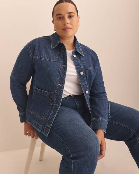 Cropped Utility Denim Jacket - Addition Elle