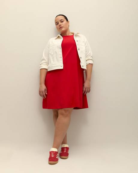 Responsible, Crewneck Swing Dress with Short Flutter Sleeves