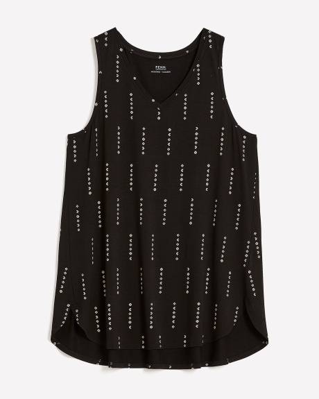 Printed Sleeveless Modern-Fit V-Neck Knit Tunic