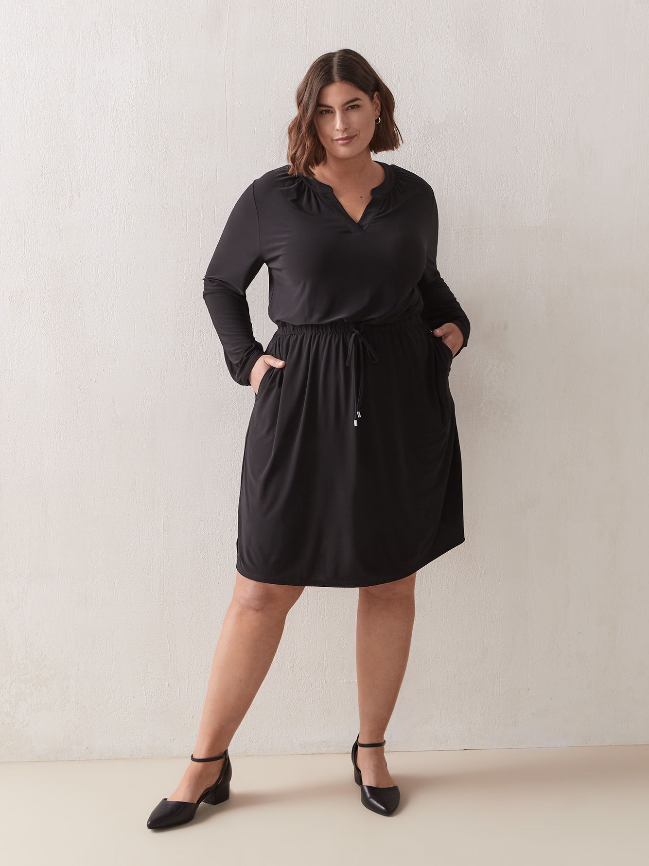 Solid LongSleeve Flared Jersey Dress In Every Story Penningtons