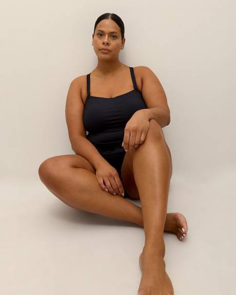 Short Black Rushing Tube Tankini Top