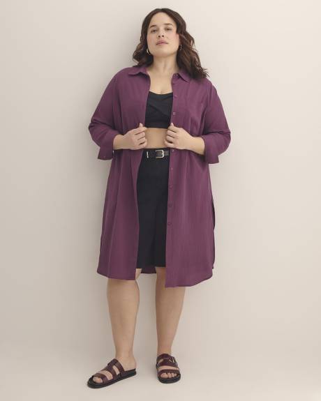 Cotton Buttoned Down Tunic Shirt