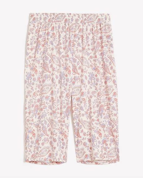 Pantalon de pyjama capri en tricot rose fleuri - ti Voglio