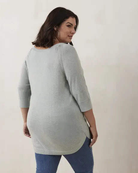 Responsible, Boat-Neck Tunic Sweater with 3/4 Sleeves