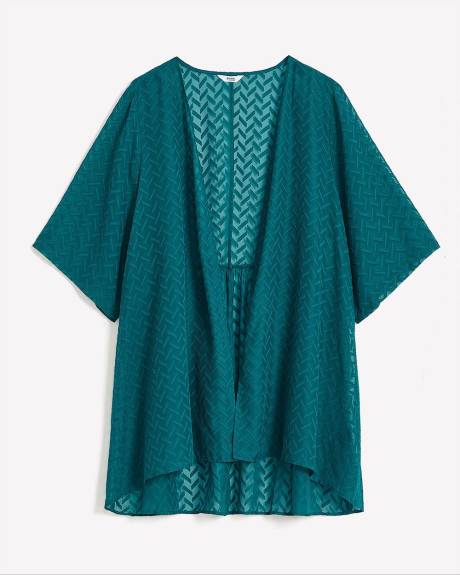 Tunique kimono unie en jacquard tissé