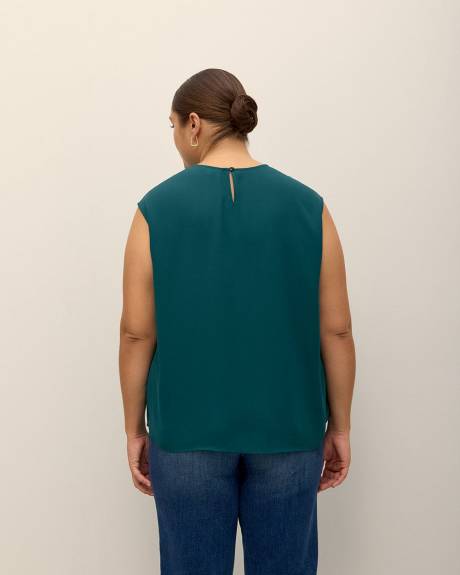 Responsible, Silky Extended-Sleeve Blouse with Lace Appliqué