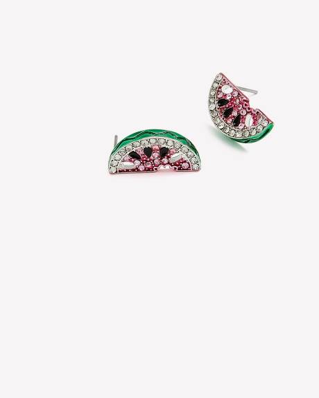 Boucles d'oreilles boutons en forme de melons d'eau
