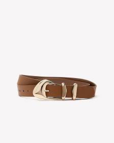 Ceinture cognac avec grosse boucle asymétrique