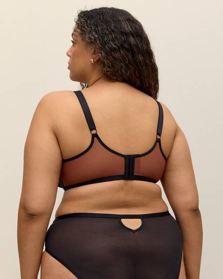 Black Unlined Mesh Balconette Bra - Déesse Collection