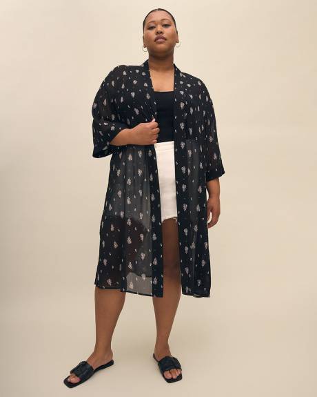 Printed Bracelet-Sleeve Kimono
