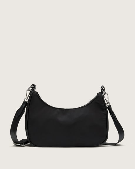 Crescent-Shaped Nylon Crossbody Bag