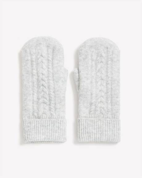 Mitaines en mailles torsad&eacute;es doubl&eacute;es en molleton