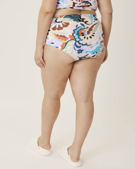 Printed Convertible Shirred High-Waisted Swim Bottom - Anne Cole