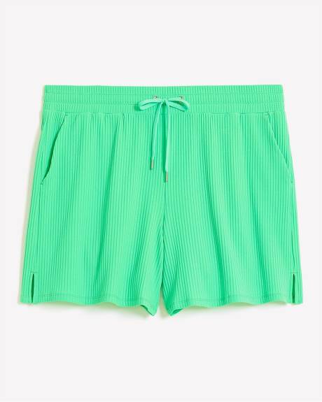 Green Wide Ribbed Shorts - Active Zone