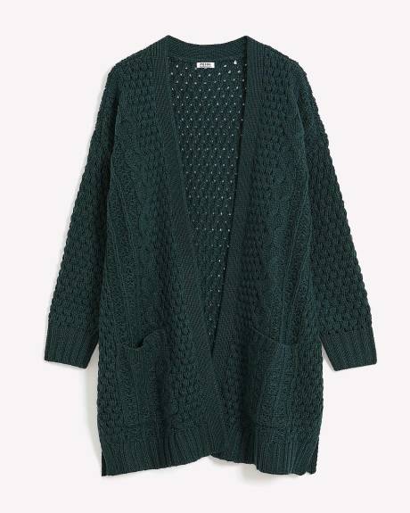 Cable Knit Open Cardigan