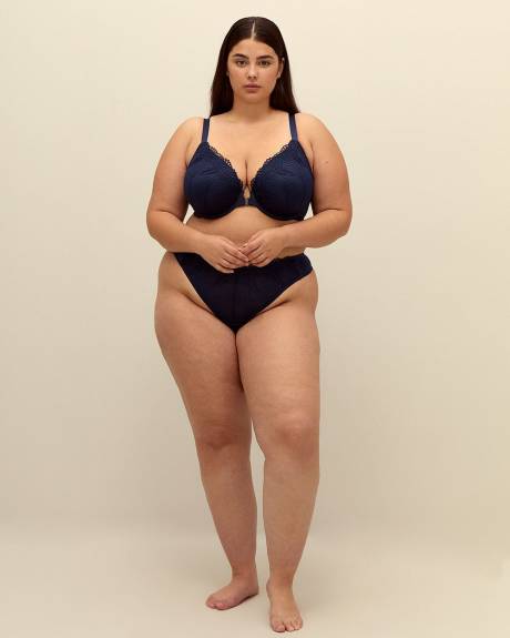 Blue Satin and Lace Thong - Déesse Collection