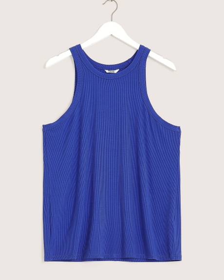 Sleeveless Rib Knit Halter Tank Top