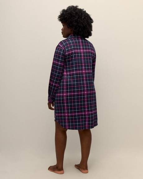 Chemise de nuit boutonnée brossée à carreaux - ti Voglio