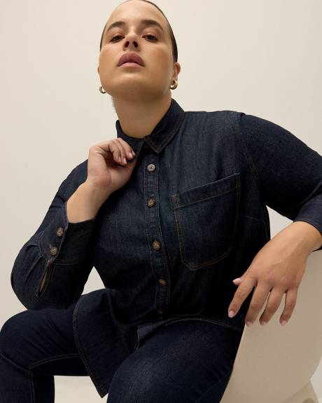 Denim Buttoned Down Tunic Shirt